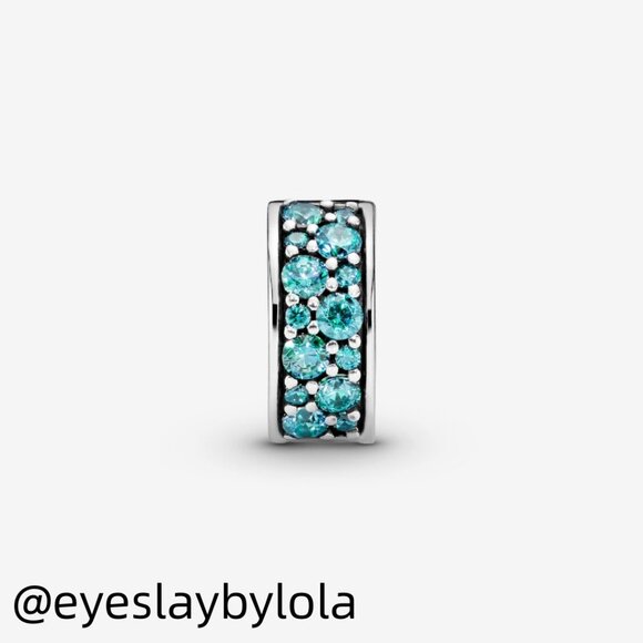 Pandora Teal Pavé Clip Charm - Picture 4 of 5